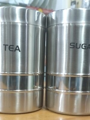 AAGAM HOUSEWARE MIDDLE RIPPED CANISTER TEA AND SUGAR | MISC | CANISTER,BOX,DABBA |  | 2 PCS SET | 599