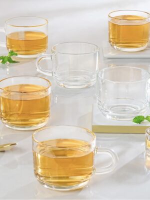 GLASS MUGS | BOROSIL | GLASS,MUG,CUP | BGFGMUG00038 | 210 ML SET OF 6