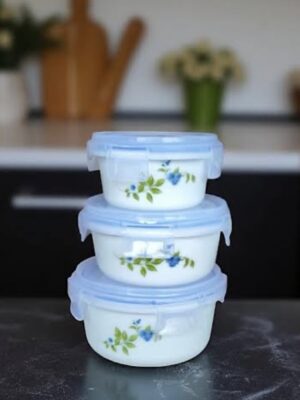 OLAPWARE STORAGE CONTAINER | CELLO | BOWL,GLASS | | 3 PCS SET DIANTY BLUE