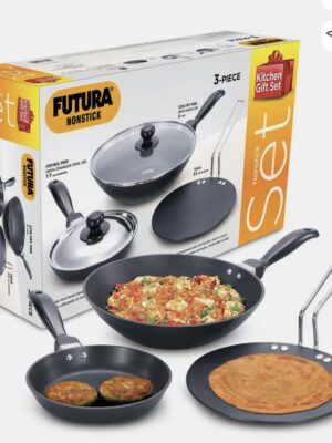FUTURA HARD ANODIZED KITCHEN GIFT PACK | HAWKINS | KADAI,FRY PAN,TAVA,TAWA | 24HAGP | SET OF 3 KADAI FRY PAN TAVA