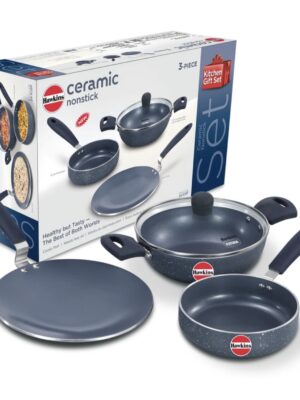 CERAMIC NON STICK GIFT PACK | HAWKINS | KADAI,FRY PAN,TAVA,TAWA | 24ICGP | SET OF 3 KADAI FRY PAN TAVA