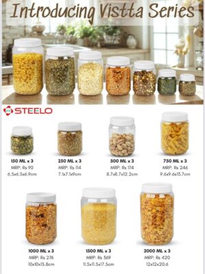 VISTTA CONTAINER | STEELO | CONTAINER,JAR,PLASTIC |  | 150 ML SET OF 3