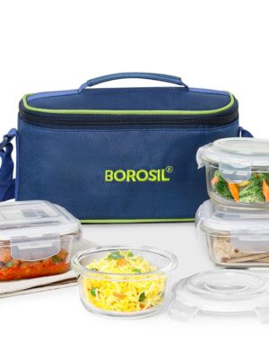 GLASS LUNCH BOX | BOROSIL | LUNCH BOX,TIFFIN,DABBA,GLASS | BGFGTIF015 | 1.18 KG SET OF 4