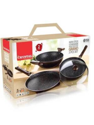 NONSTICK GRANO 3 PCS SET KADHAI TAWA | CRYSTAL | TAWA, | CNS909 |