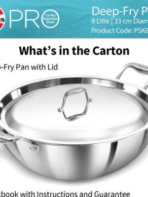 PRO TRIPLY SS DEEP FRY PAN WITH SS LID | HAWKINS | PAN | PSK80S | 33 CM 8 L | 4350