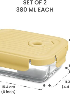 TREO LUMINO  FRESH BOROSILICATE GLASS RECTANGULAR CONTAINER | MILTON | CONTAINER,GLASS |  | 380 ML | 415