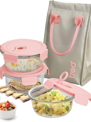 TREO LUMINO  FRESH BOROSILICATE GLASS ROUND CONTAINER | MILTON | CONTAINER,GLASS |  | 400 ML