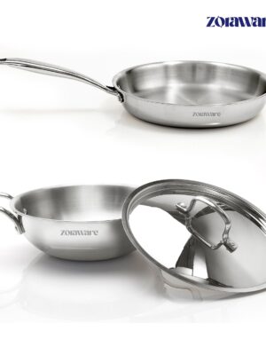 TRI PR0 TRIPLY KADAI WITH FRY PAN | CRYSTAL | KADAI | CTV097 | 3 PCS SET