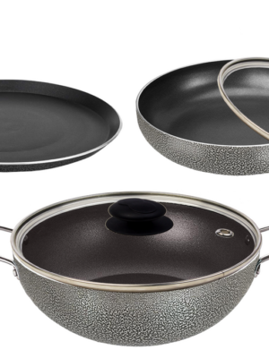 TUFF PLUS FLAT TAWA | CRYSTAL | KADAI,FRY PAN,SAUCE PAN | CTV099 | 4 PCS SET | 6500