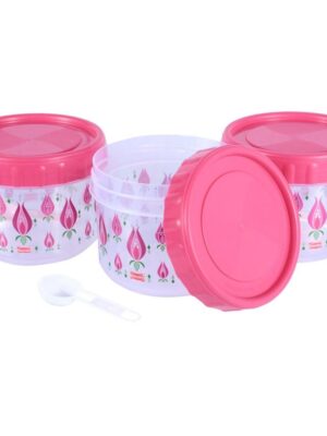 TWISTY THREADED FOIL PRINTED JAR | POLYSET | JAR,STORAGE,BOX |  | 725 ML SET OF 3